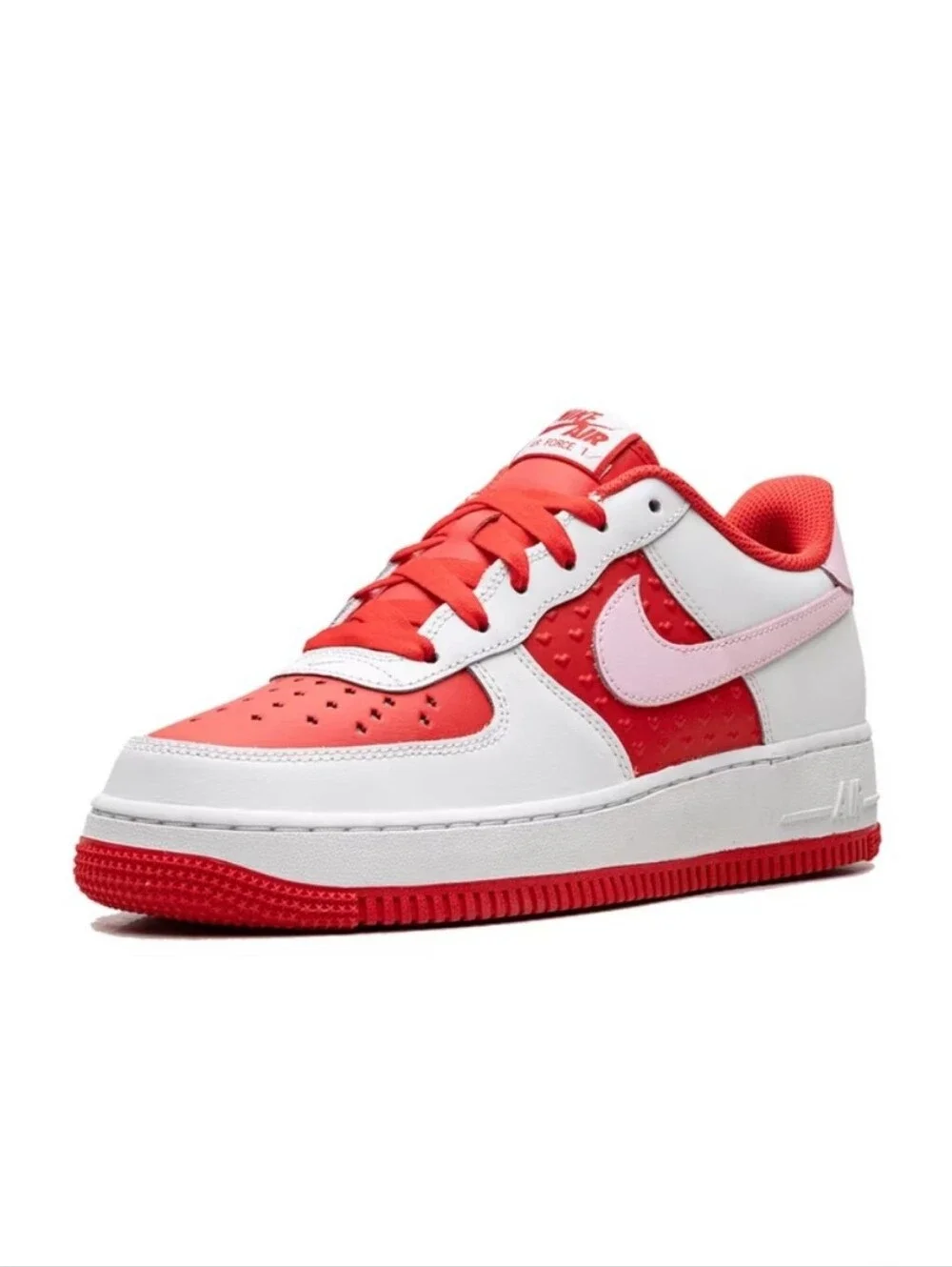Nike Air Force 1 Low White Red Pink Leather Sneakers Unisex Kids 6.5Y HV5165-121